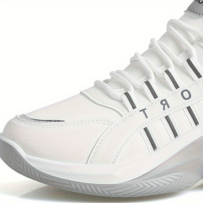 Men's Casual Athletic Sneakers Mid-Top Lace-Up Rubber Sole PU Upper Breathable Fabric All-Season