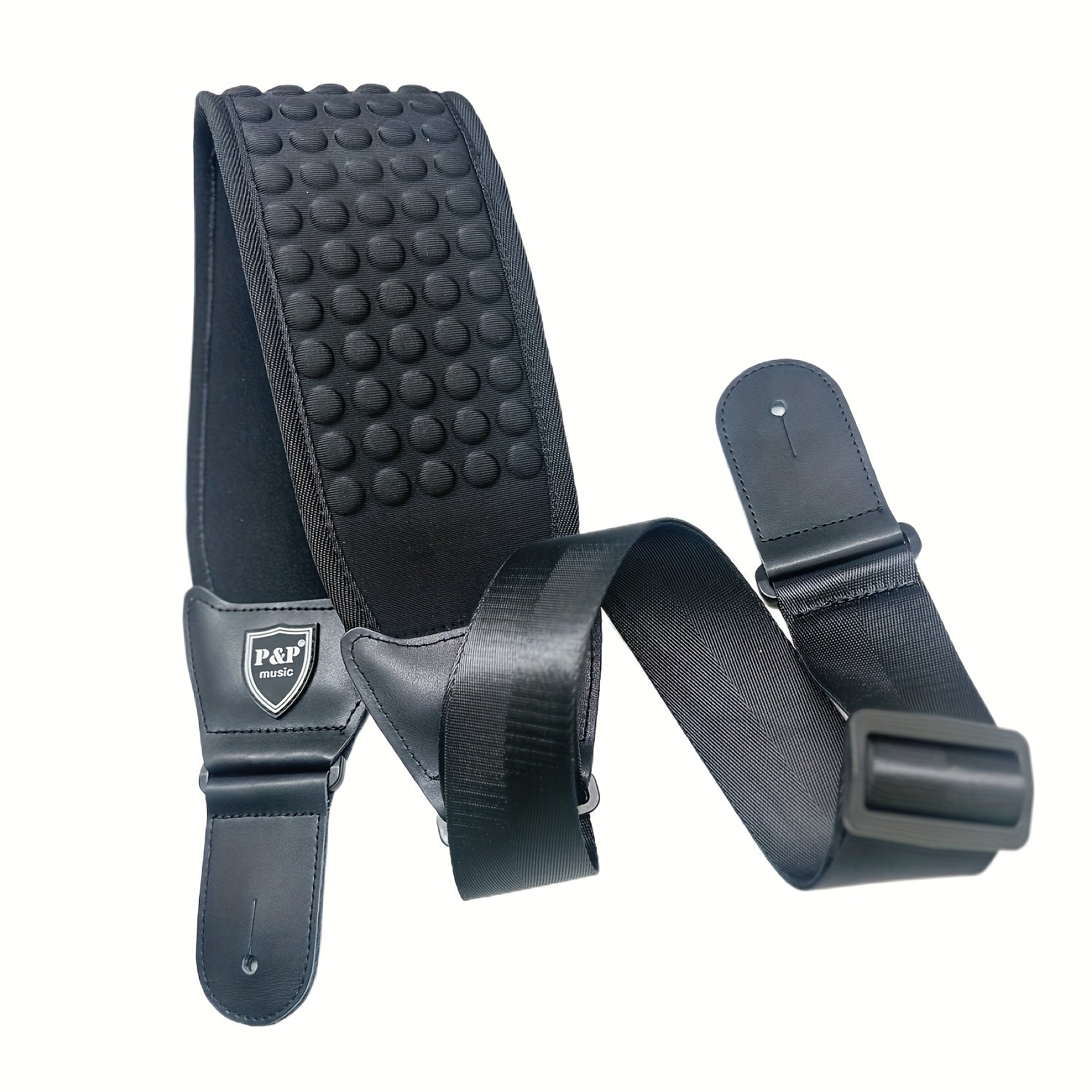 Correa para guitarra eléctrica y bajo de 4 pulgadas de ancho, longitud ajustable, negra con cierre y pestañas