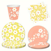 Одноразовый набор посуды с тематикой ромашки, 10 предметов: тарелки, чашки, салфетки, украшения для вечеринки