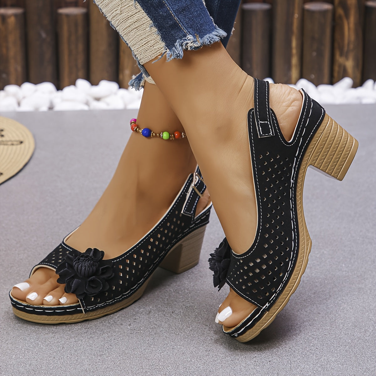 Women's Summer Casual Wedge Sandals Breathable Synthetic Floral Embellishments