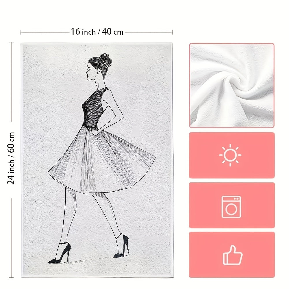 Two Pack Ultra Soft Kitchen Towels, Absorbent Quick-Dry Dish Hand Towels