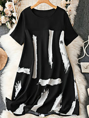 Zamonaviy Katta O'lchamli Cho'tka Izlari Libosi, Qisqa Yengli Krujka Bo'yin, Bahor va Yoz uchun, Ayollar Moda