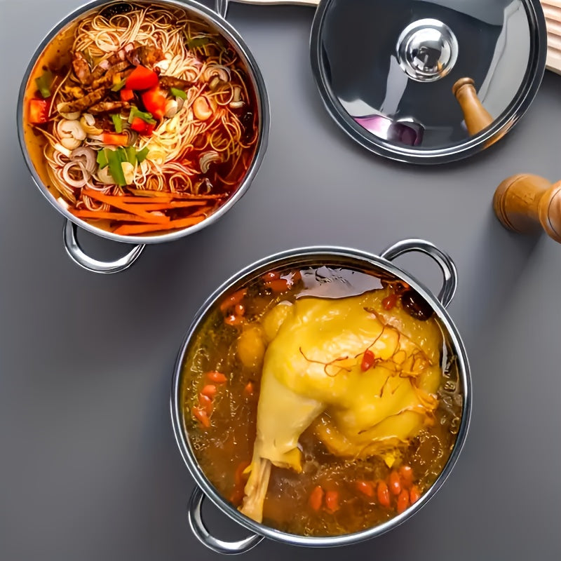 Juego de utensilios de cocina de acero inoxidable de 9 piezas con tapas y cuchara para acampar en casa