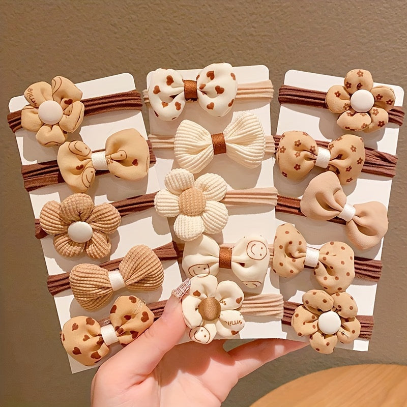 12 шт. девочкам и женщинам цветочные банты для волос, эластичные резинки, набор подарков