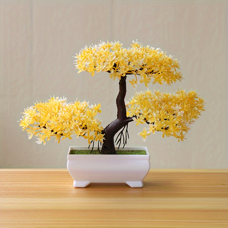 Mini árbol de pino artificial en maceta blanca para decoración de hogar y oficina