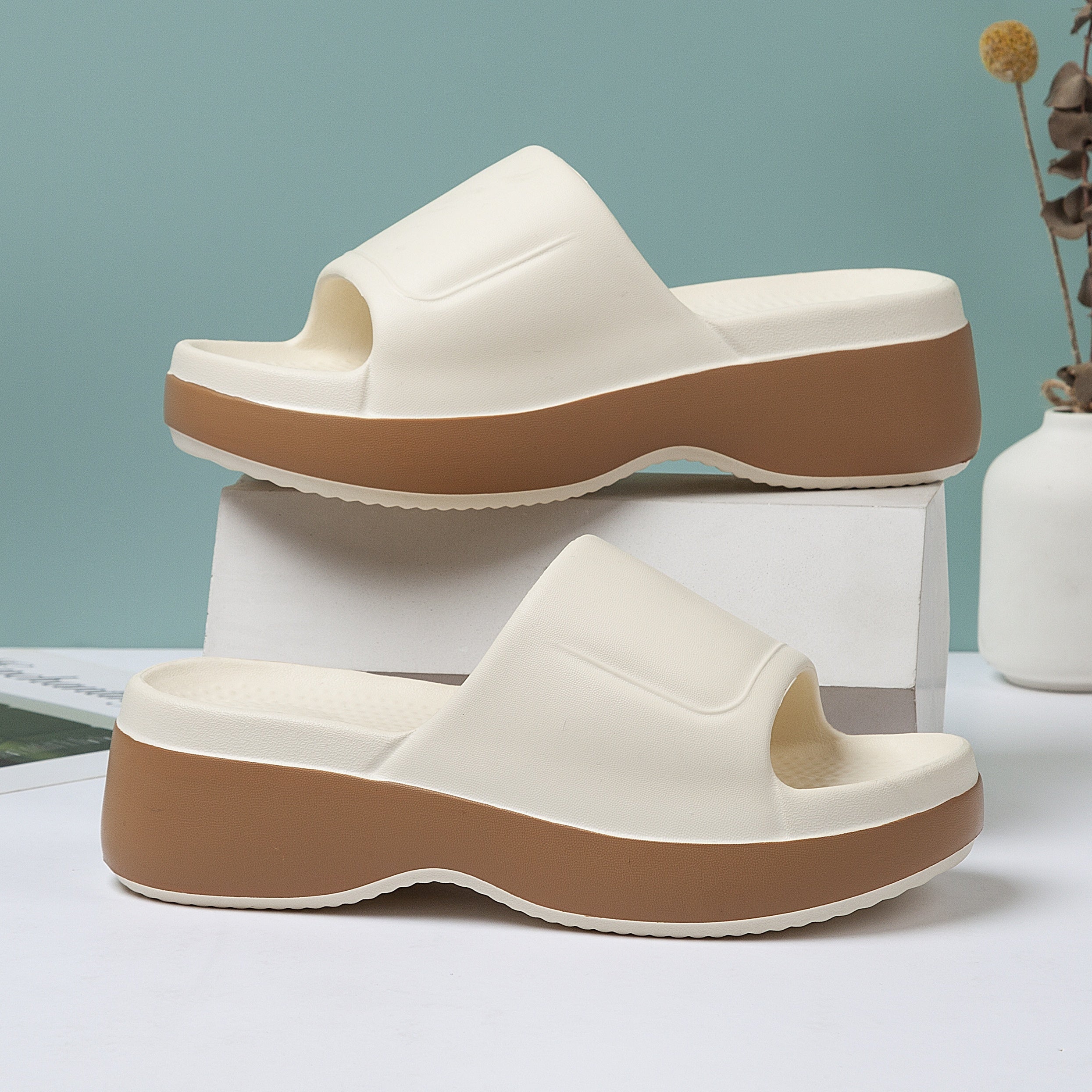 Women's EVA Geometric Double Band Mid-Heel Sandals for Summer