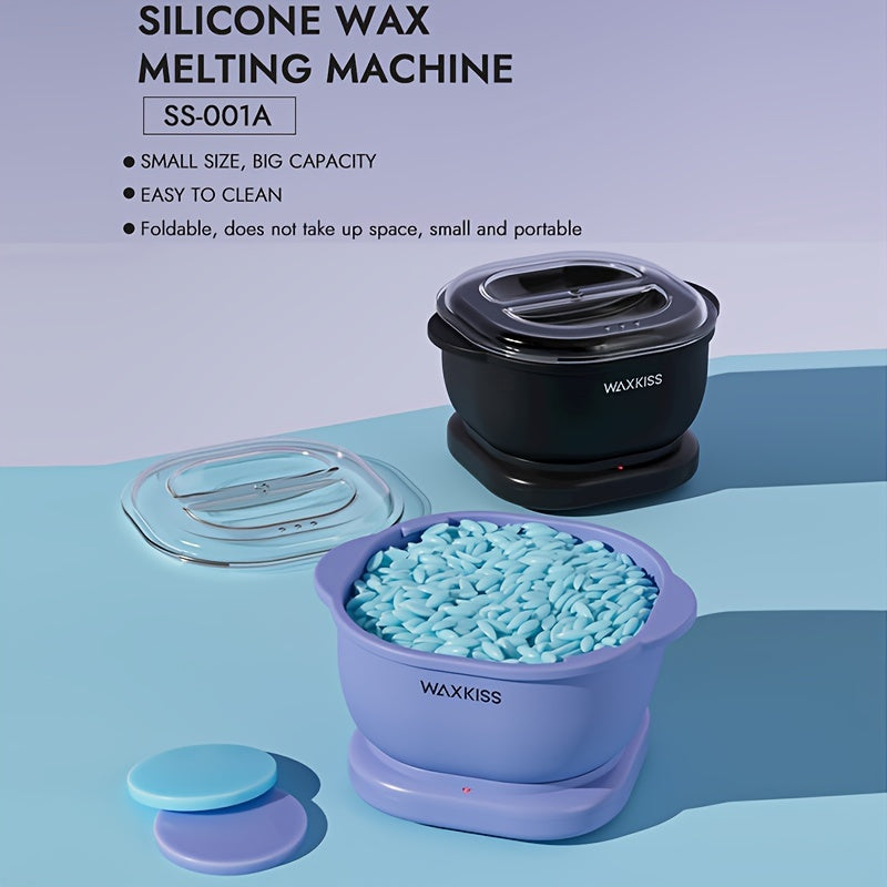 Black Folding Wax Heater 500ml Kit for Hair Removal with Non-Stick Pot