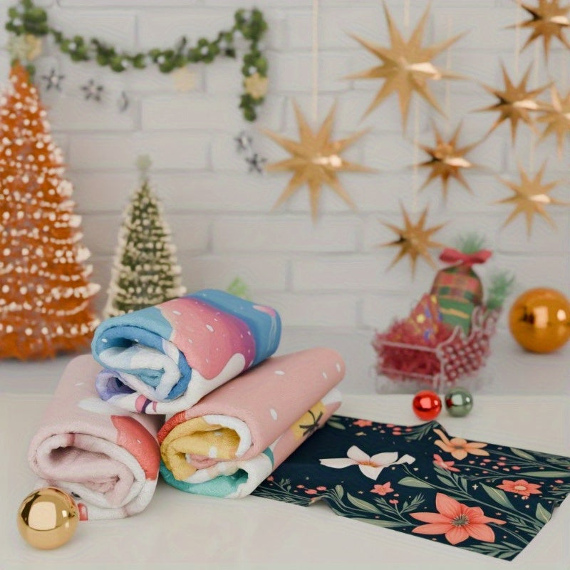 Set of Four Winter Christmas Snowman Snowflake Deer Wall Art 18x66.04 cm