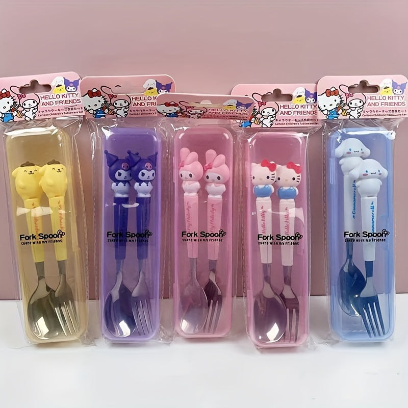 Stainless Steel Hello Kitty Spoon and Fork Set 2-Piece Kitchenware for Restaurants