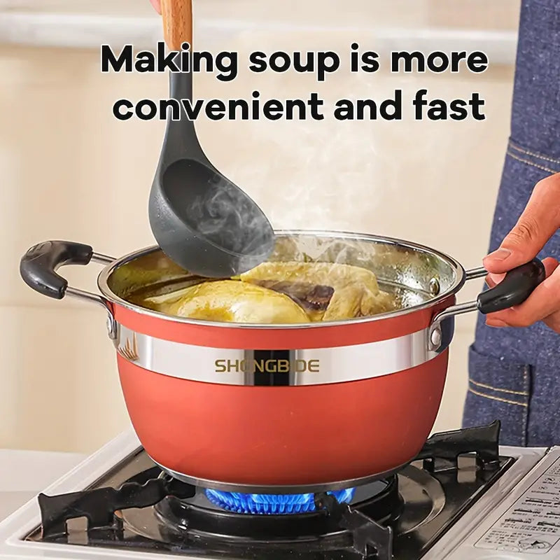 Набор посуды из нержавеющей стали из 12 предметов с оранжево-красными кастрюлями и крышками