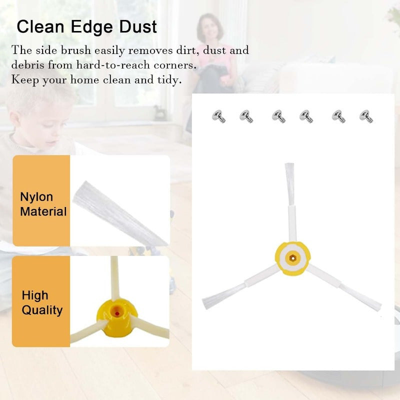 iRobot yon cho'tkasi aksessuarlar 6+1 to'plami, 600/700/800/900 seriyali vakuum robotlari bilan mos keladi, plastik pol ulanish qismlari