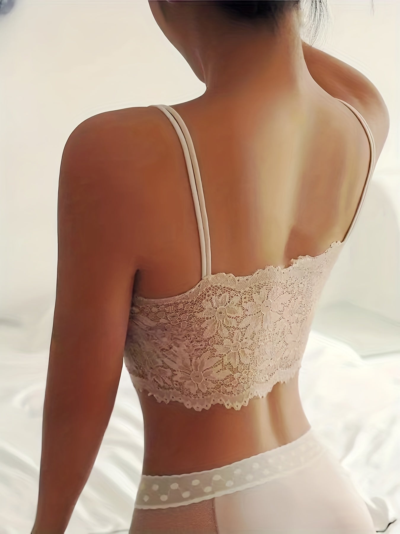 Wireless Lace Bralette for Women with Scallop Trim Comfortable Everyday Lingerie