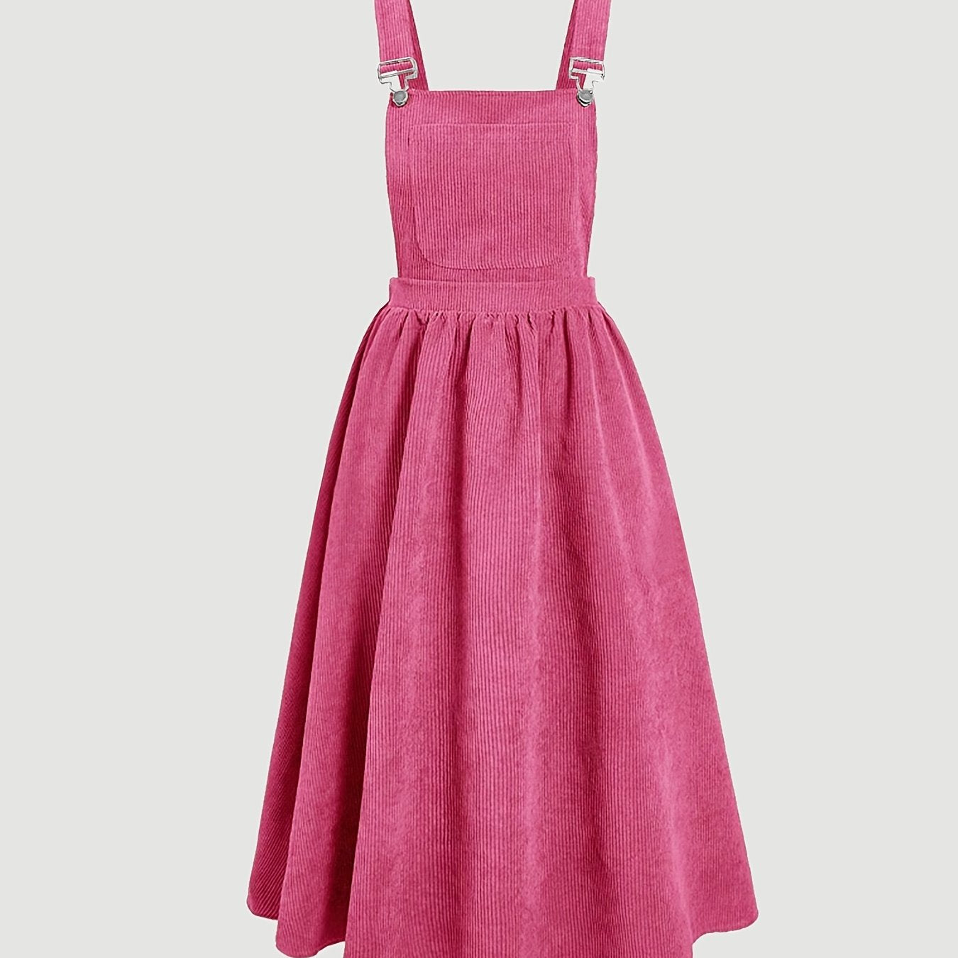 Women's Wide Strap Pinafore Dress with Patched Pocket and Backless Design for Summer