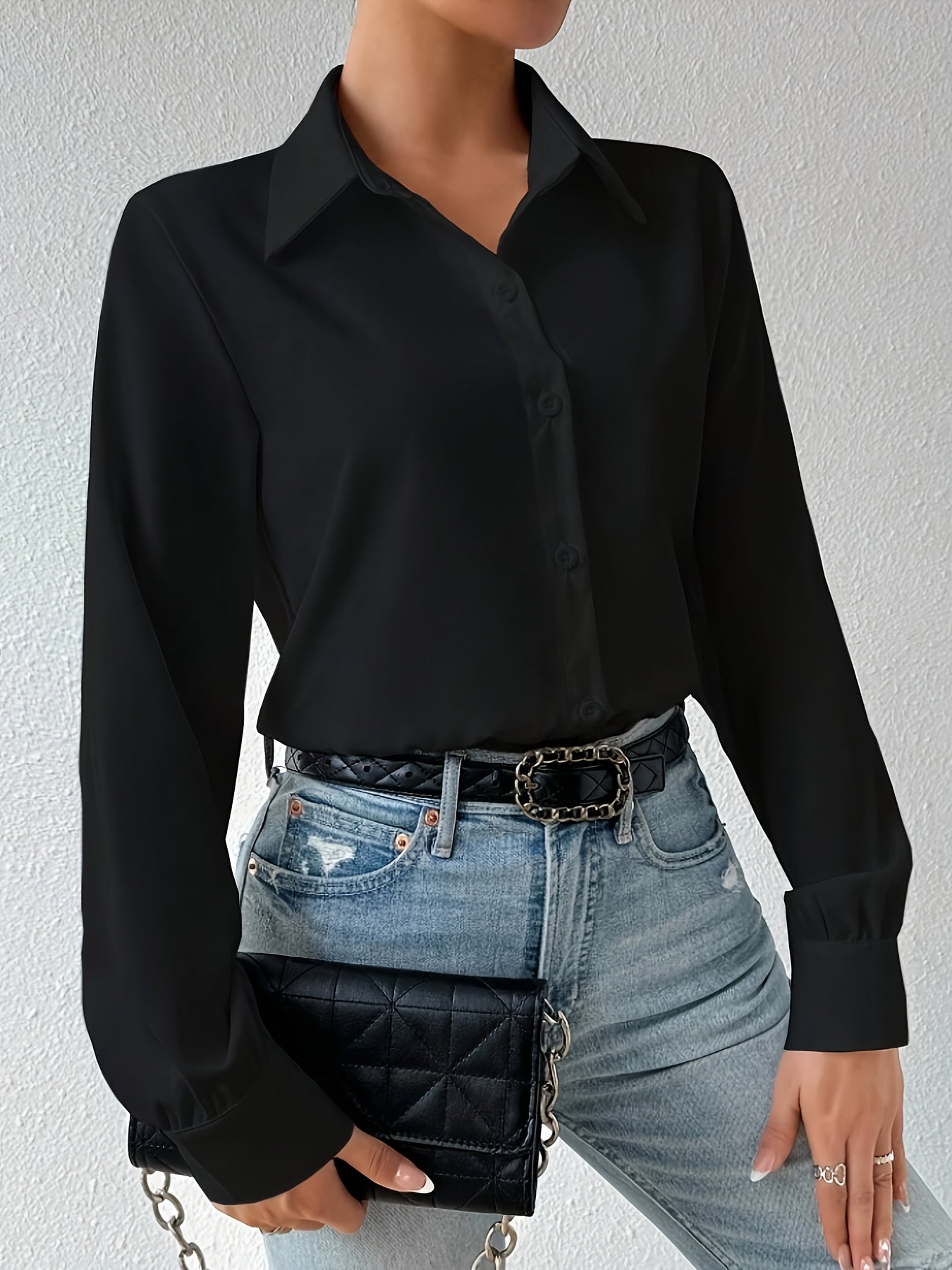 Women's Solid Color Long Sleeve Bodysuit Polyester Elastane Button Collar All Season