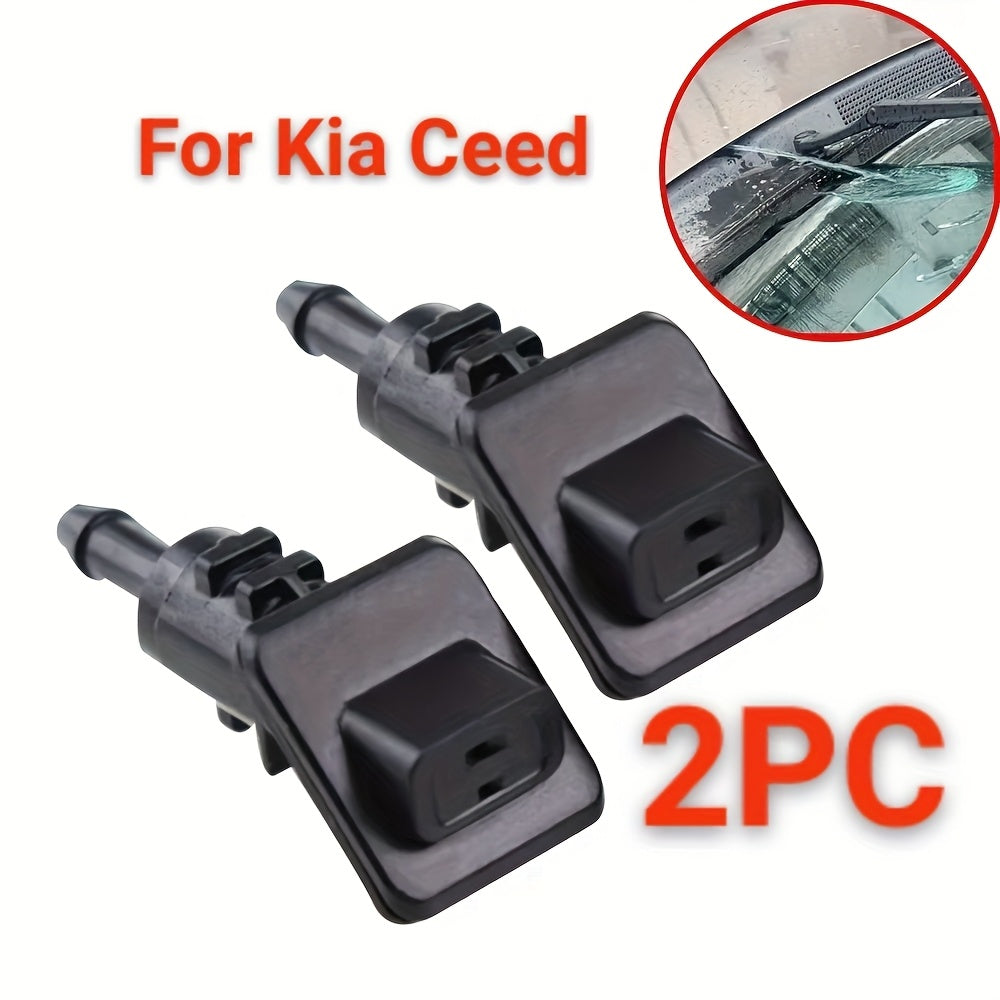 2-Pack Windshield Washer Nozzles ABS Plastic Black for Kia Ceed 2006-2012