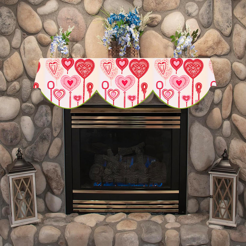 Valentine's Day Fireplace Scarf Cover Love Heart Decor 49.78cm x 199.9cm Polyester