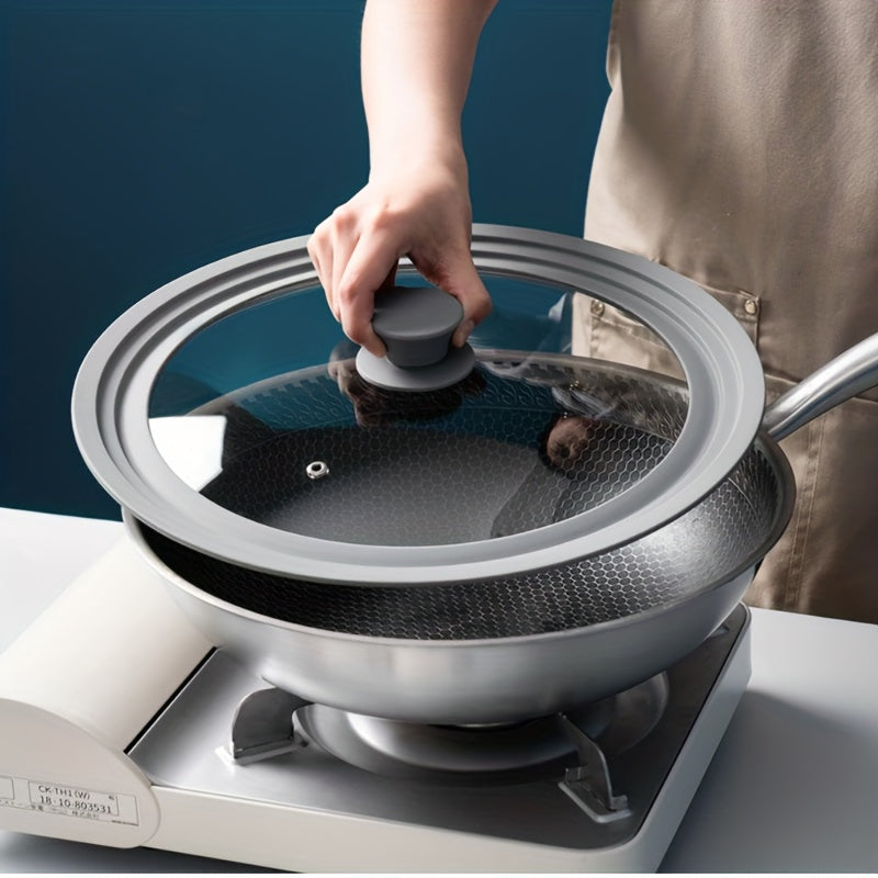 Tapa de vidrio templado con borde de silicona para ollas planas y sartenes de 20-28cm