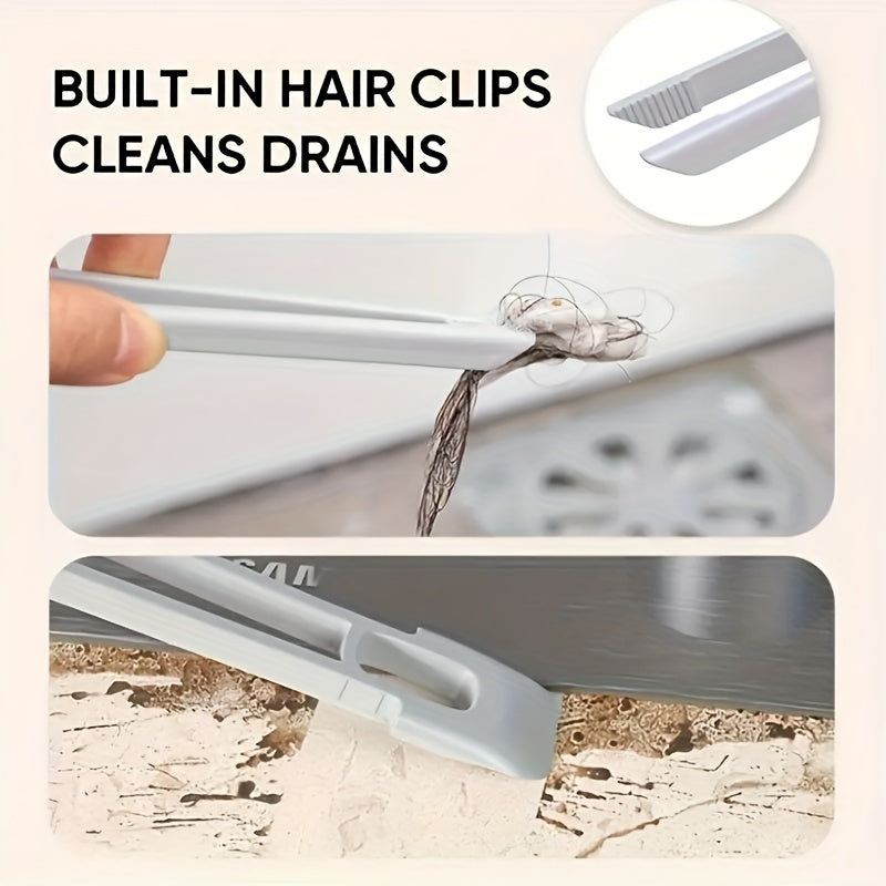 360-Degree Rotating Cleaning Brush Set with Clip and Scraper for Bathroom Kitchen