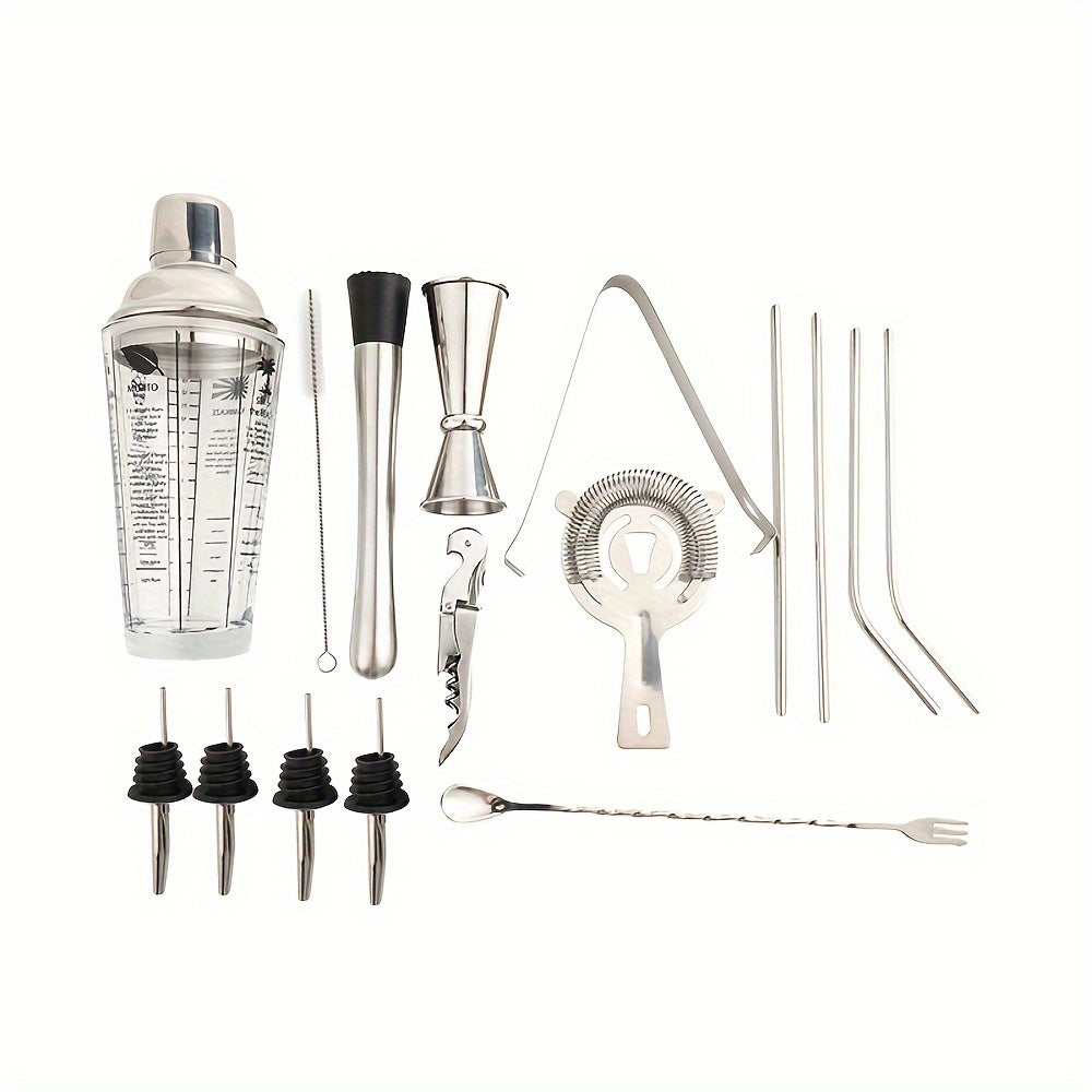 16-Piece Milk Tea Tools Set with Cocktail Mixers and Shaker Cup