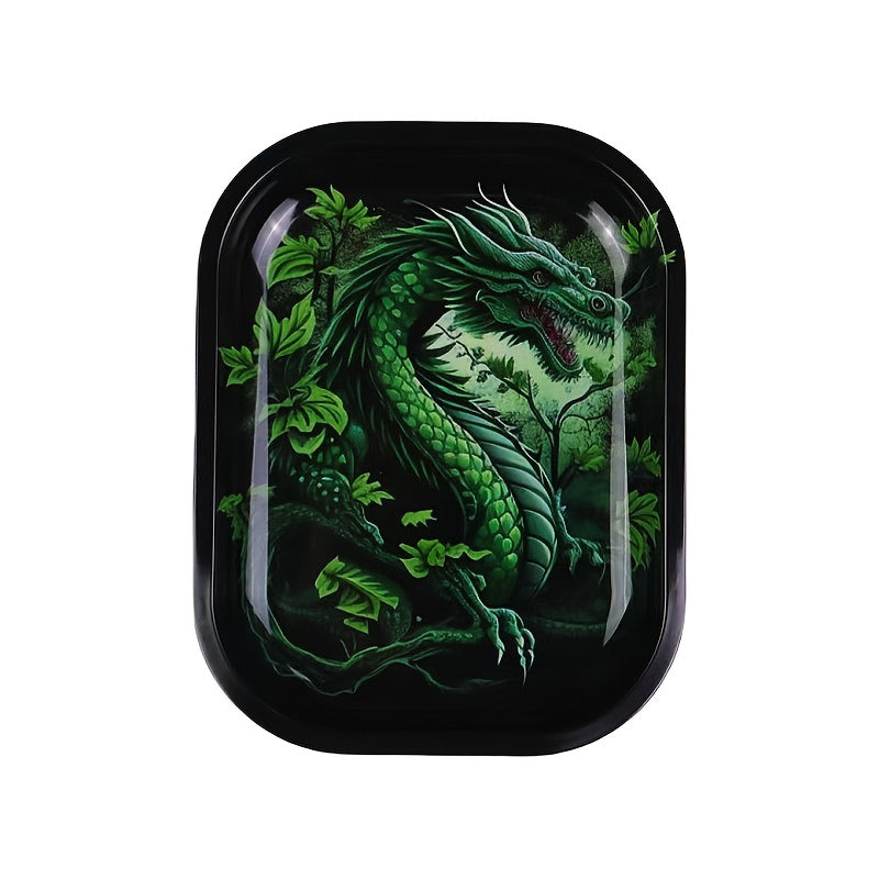 Unisex Metal Rolling Tray, Illustration Design, 19.05x13.97cm for Tobacco Accessories