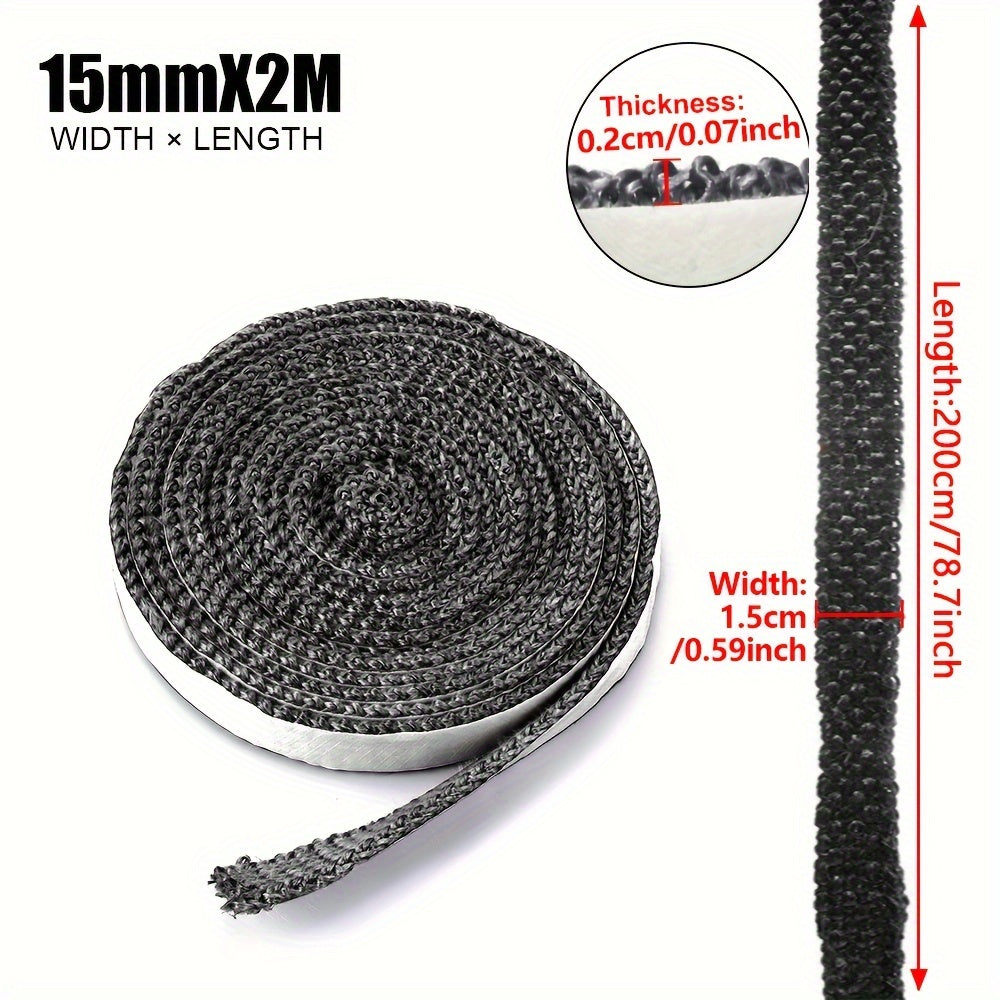 10mm Fireproof Fiberglass Gasket Tape for Wood Stove Door Heat Resistant Black Spacer Tape
