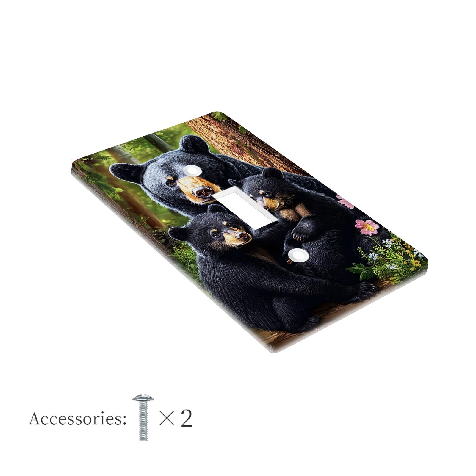 Cubierta decorativa de pared Black Bear Art para interruptores de luz, 1 paquete