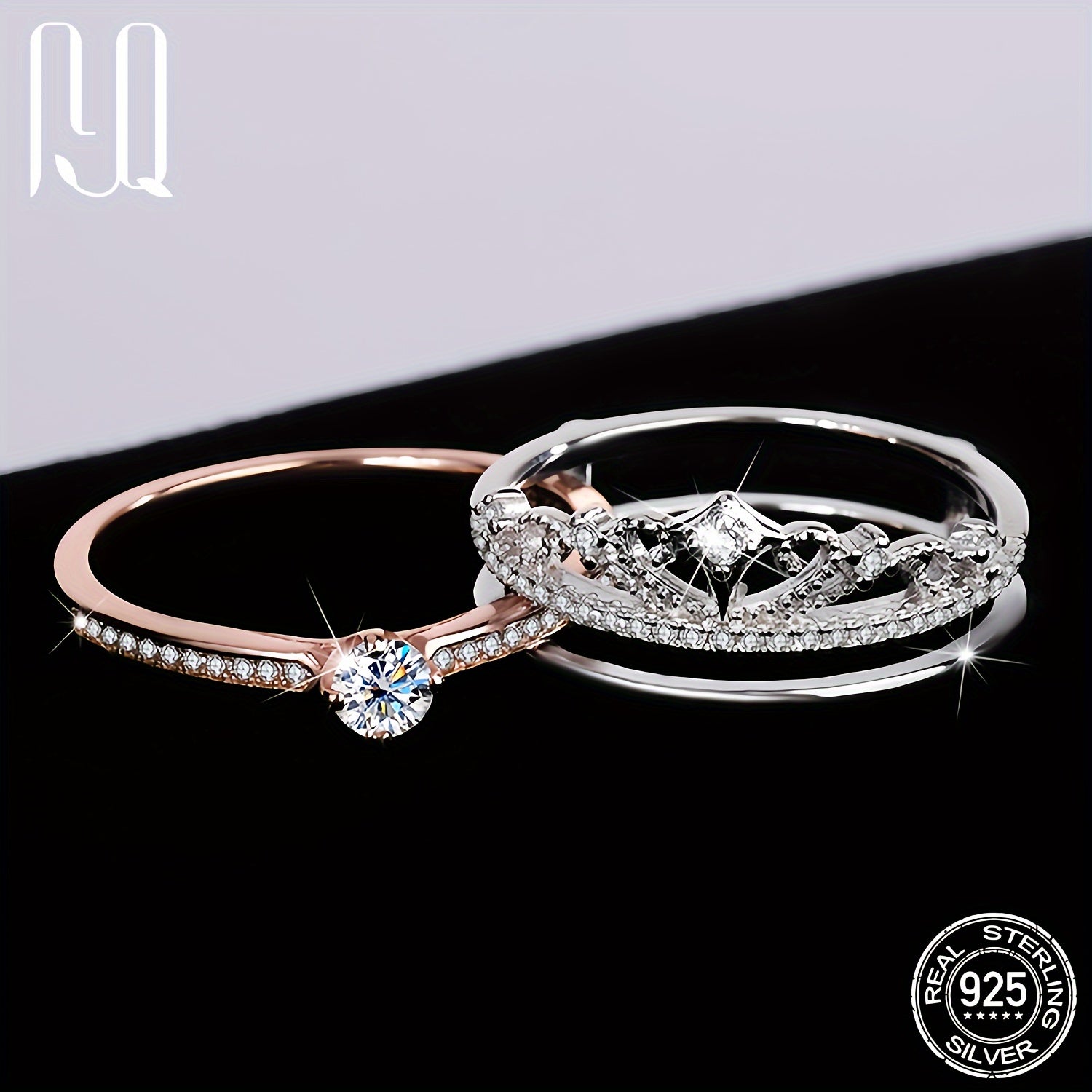 0.5 Ct Moissanite Crown Ring in Sterling Silver with 18K White or Rose Gold Plating for Engagement or Wedding Gift
