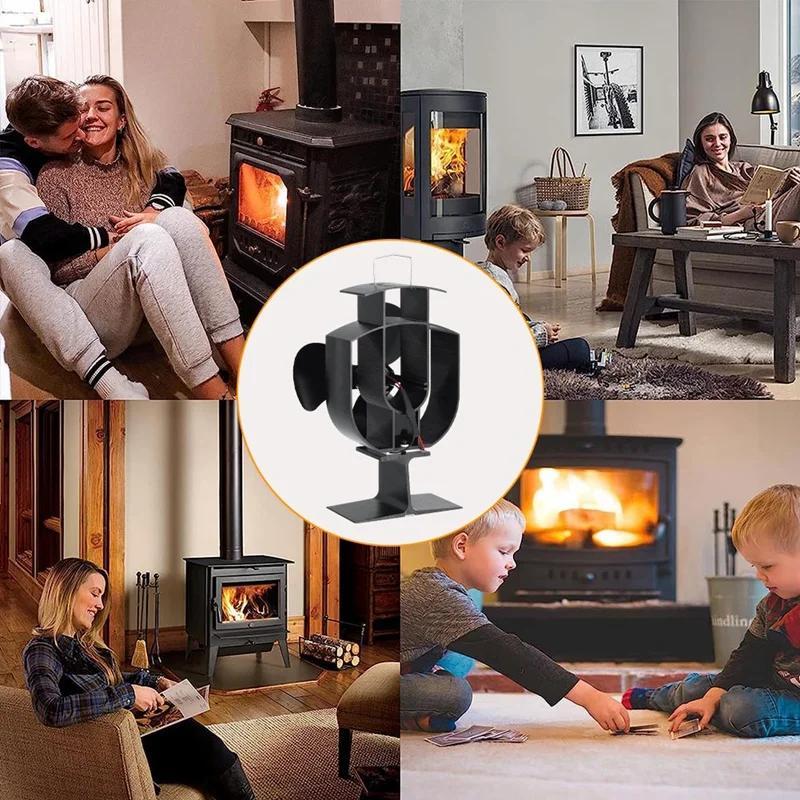Portable Aluminum Fireplace Wood Stove Fan for Heat Distribution Quiet Operation
