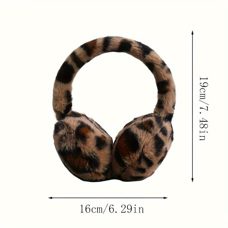 Leopard Print Earmuffs Warm Windproof Cozy Winter Accessories for Women