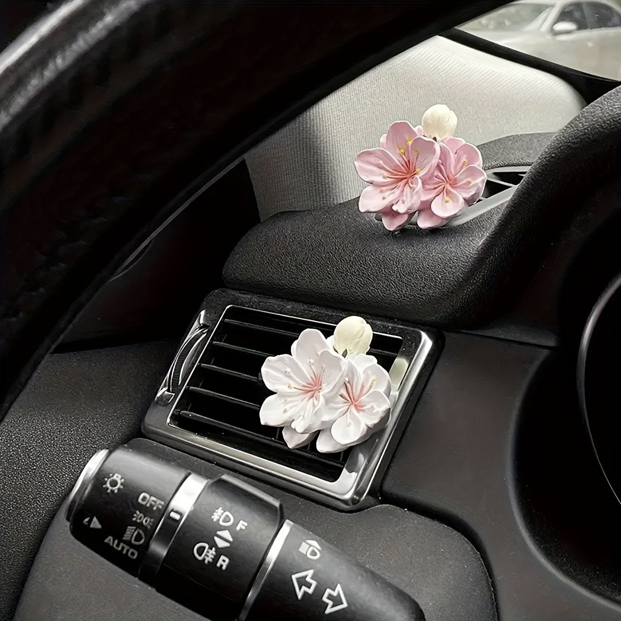 Conjunto de ambientadores para coche con aroma floral, diseño de peonía, clip de ventilación para interior del coche