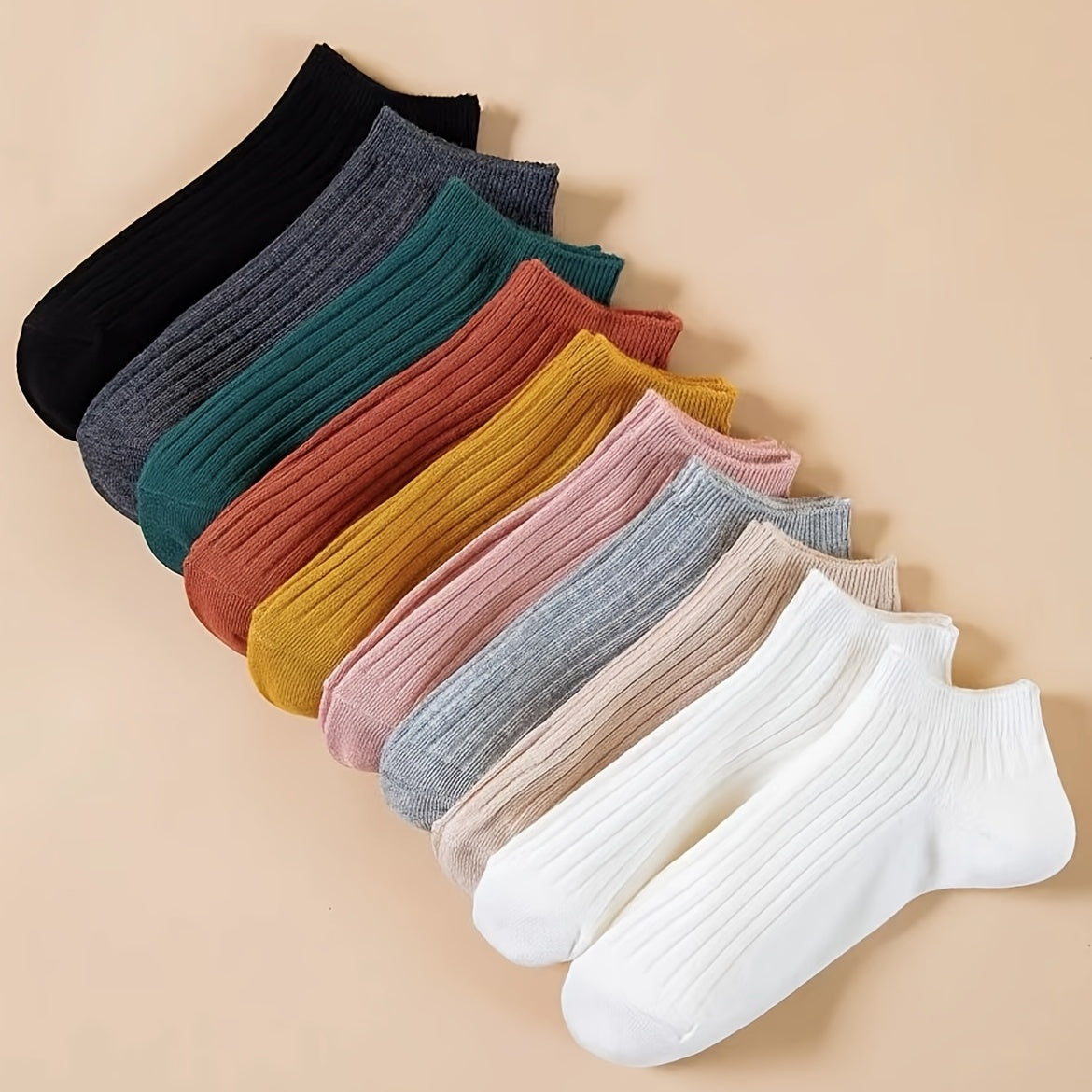 Women's Ankle Socks 10 Pairs Assorted Colors Breathable Stretchy Comfortable Machine Washable