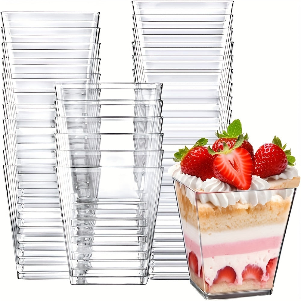 10-Pack 5oz Clear Plastic Dessert Cups Mini Square for Parties Parfaits Pudding