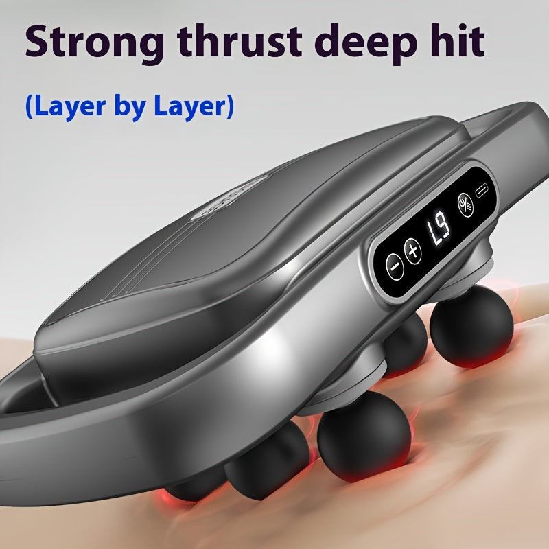 6-Head Deep Tissue Massage Gun with Quiet Motor 30KG Strike Strength 9 Intensity Levels Rechargeable Hands-Free Operation