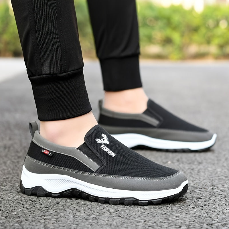 Men's Slip-On Loafers Solid Color Fabric Upper Lightweight TPR Sole