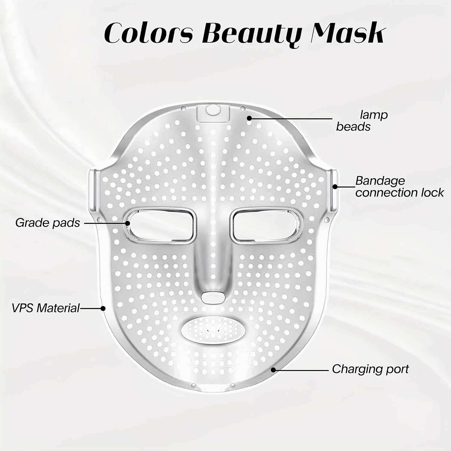 Dispositivo de mascarilla facial con carga USB, batería grande, 7 colores para hombres y mujeres