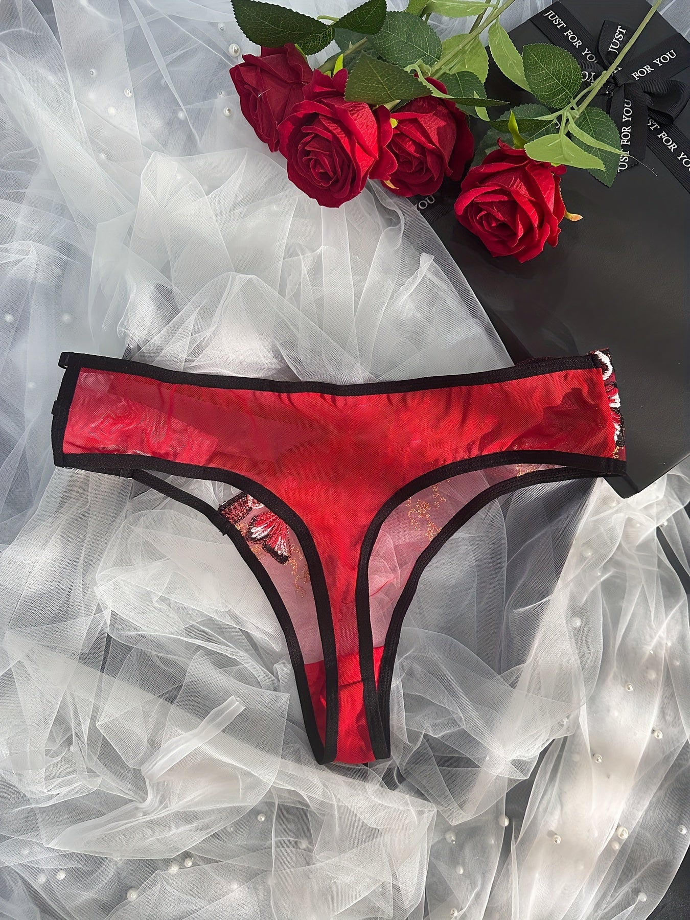 Women's Lace Butterfly Embroidery Asymmetrical Panties Polyester Elastane Low Rise Light Support