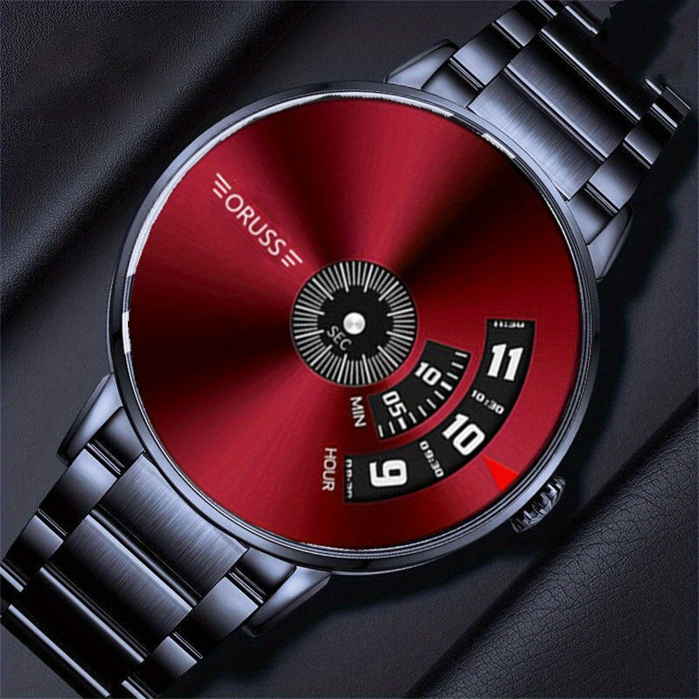 Men's Watch Elegant Stainless Steel Business Casual Black Dial