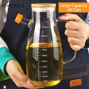 Glass Olive Oil Dispenser Leak-Proof Condiment Bottle with Measurements Rectangular Shape