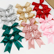 50 Small Pink and White Satin Ribbon Bows for Crafting Gift Tying Wedding Decorations