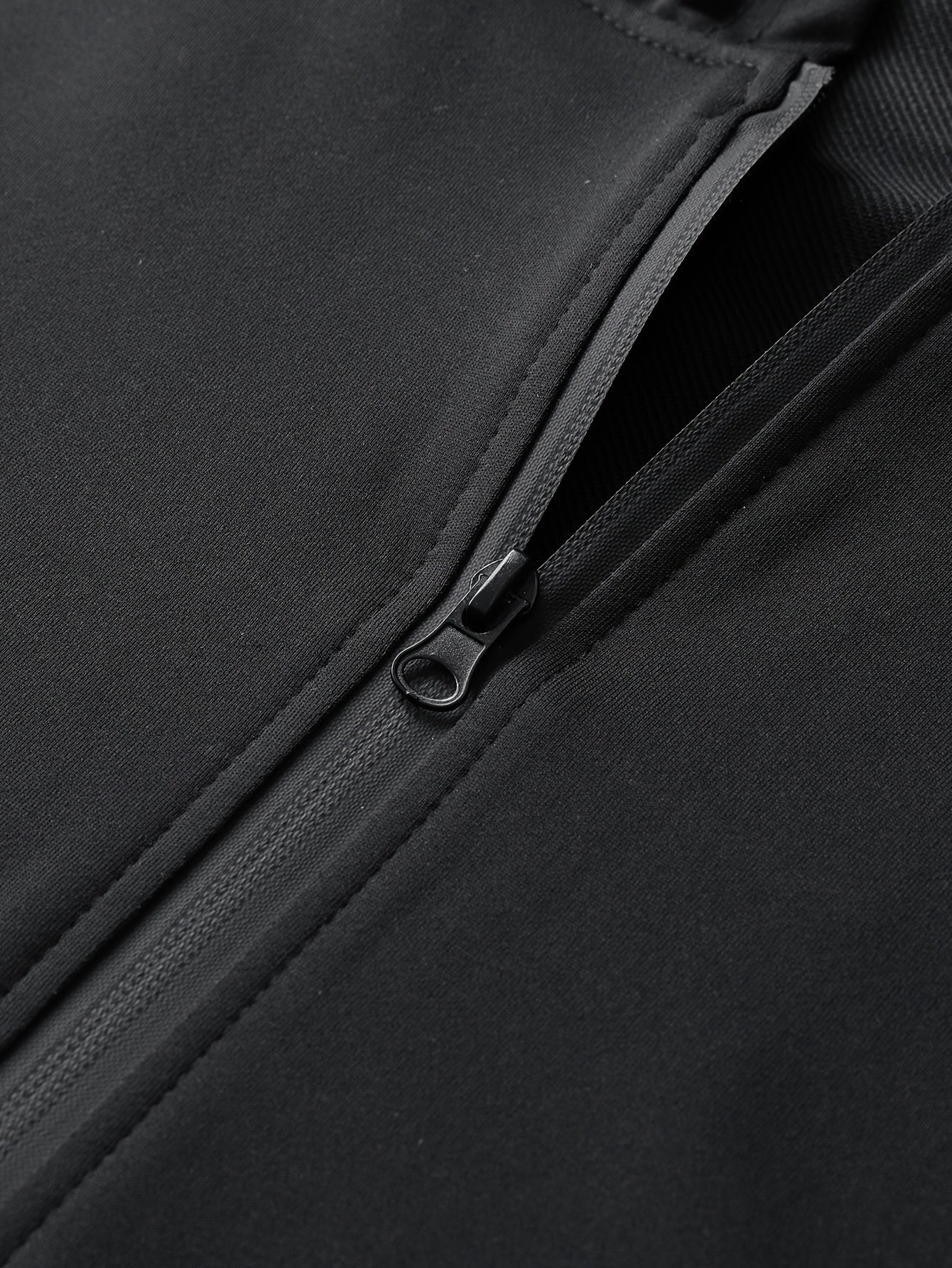 Men's Black Striped Athletic Hoodie and Jogger Set Polyester Spring Fall Sportswear