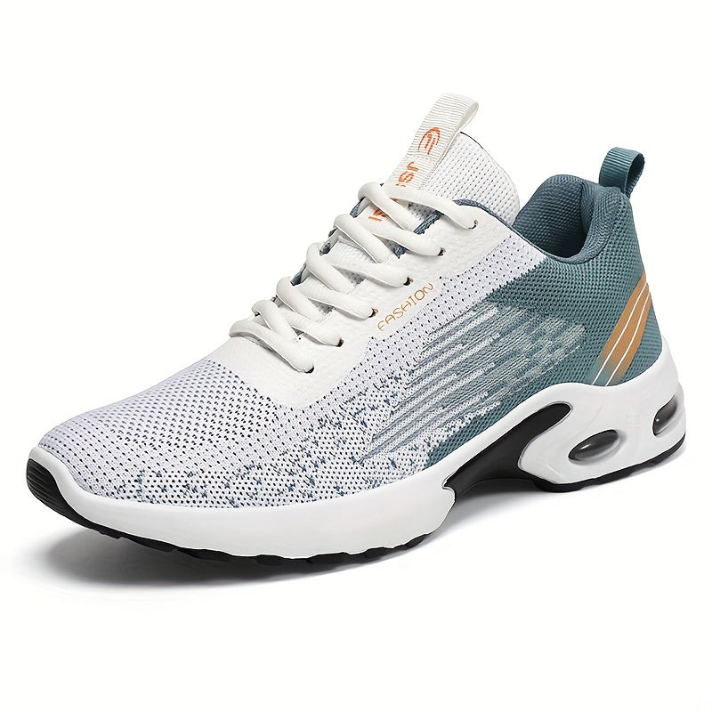 Men's Color Block Breathable Running Shoes with Lace-Up Design and Rubber Sole