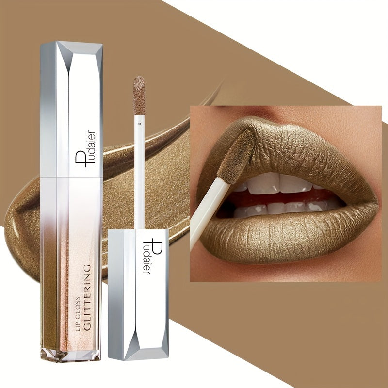 Women Sparkling Glitter Metallic Lip Gloss Waterproof Long-Lasting 18 Colors