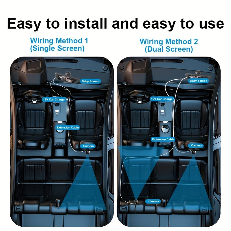 2-Pack Car Cameras for Rear Seat Monitoring 17.78 cm Dual Screen Easy Installation