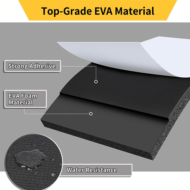 Self-Adhesive EVA Garage Door Protector Black Waterproof Foam Bumper 79x8 inches