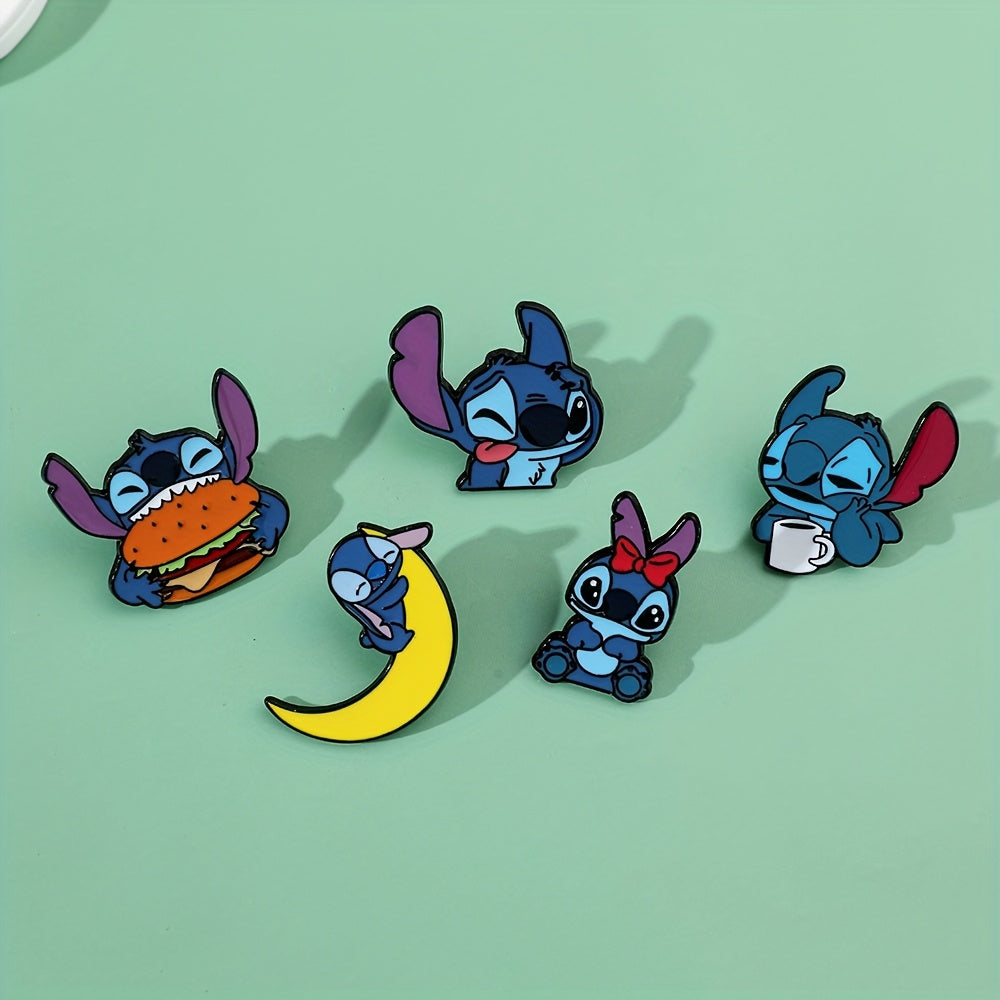 Set of 8 Cartoon Animal Enamel Pins for Backpacks and Clothing Cute Brooch Badges for Gifts