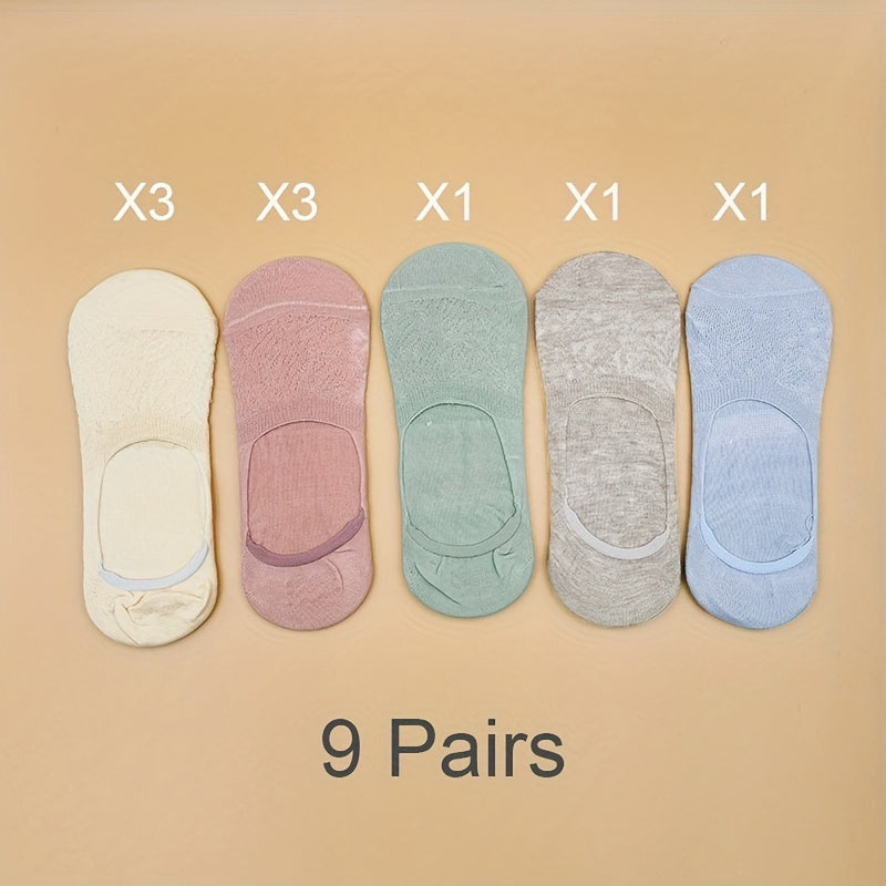 Women’s Invisible Boat Socks 9 Pairs Mesh Low Cut Socks for Women