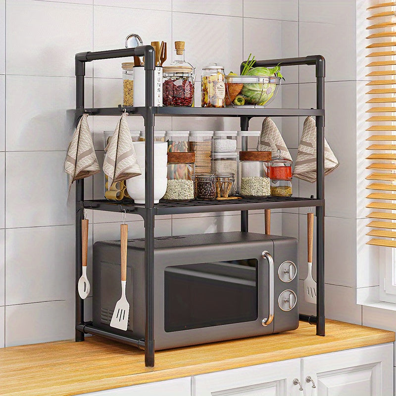 Har xil maqsadlar uchun mikrotolqinli pech uchun saqlash polki, ko'p qatlamli plastmassa oshxona tashkilotchisi