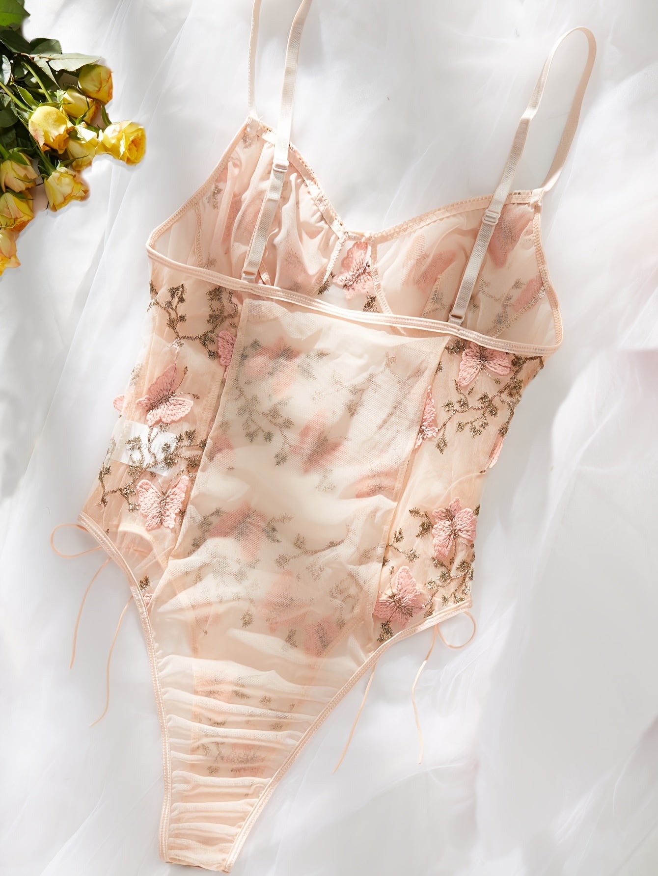 Jozibali Kelebek Tikişli Tarmoq Teddy & Bodysuit Ayollar uchun Ichki Kiym