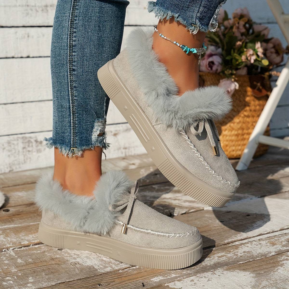 Women's Warm Comfy Slip-On Winter Snow Shoes Thermal Insulated