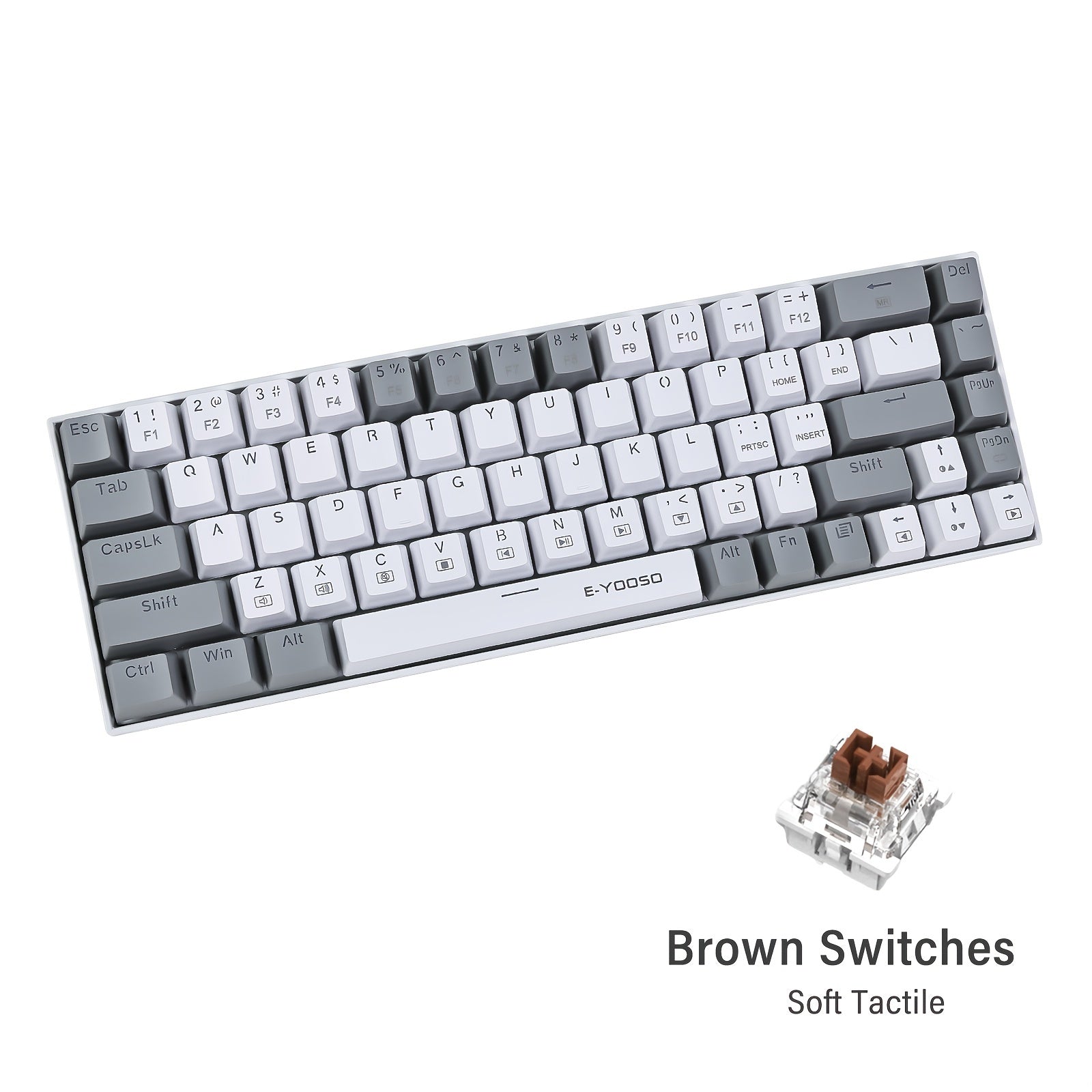 Teclado mecánico para juegos, 65 por ciento, retroiluminado, compacto, 68 teclas, ergonómico para Windows PC